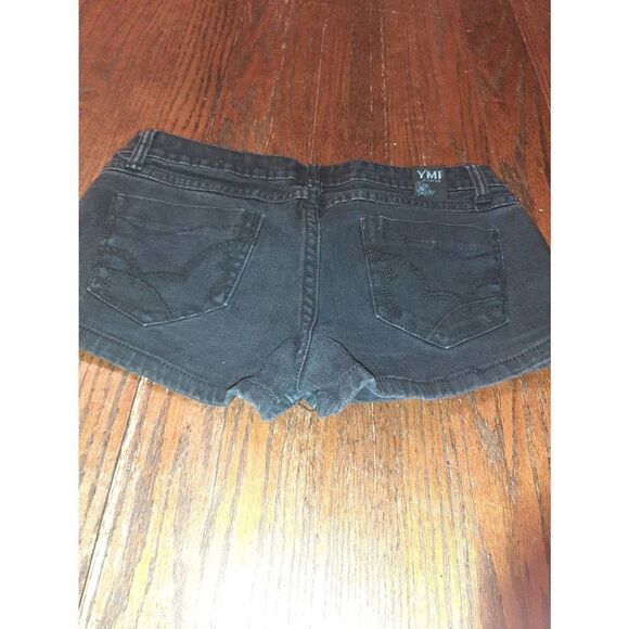 Junior Jr  7 YMI Black Denim Blue Jean Short Shorts Daisy Dukes Booty Shorts - Picture 3 of 4